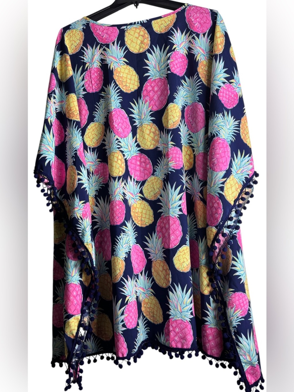Simply Southern Pineapple Print Pom Pom Cover Up Size L - Picture 4 of 5